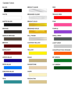 Canister colors - stock colors of precoated aluminum by Wrisco™