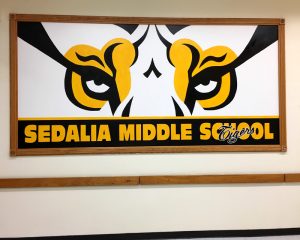 Hand-painted sign Sedalia Middle School by Allied Signs, Sedalia, MO
