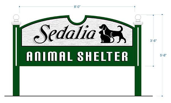 Drawing of Sedalia Animal Shelter Sandblasted Sign by Allied Signs